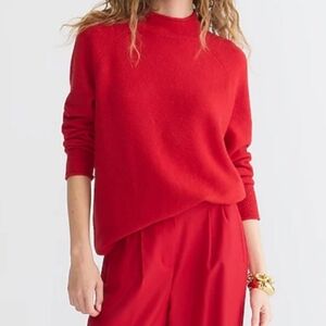 J. Crew Rollneck Wool Alpaca Blend Super Soft Yarn Cherry Red Sweater Size Small